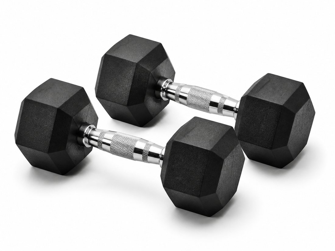 Rubber hex dumbbells
